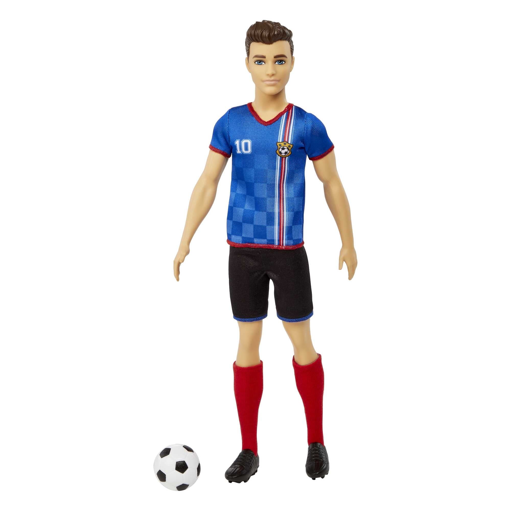 Barbie Ken Soccer Doll, Cropped Hair, #10 Uniform, Soccer Ball, Cleats, Socks, 3 & Up