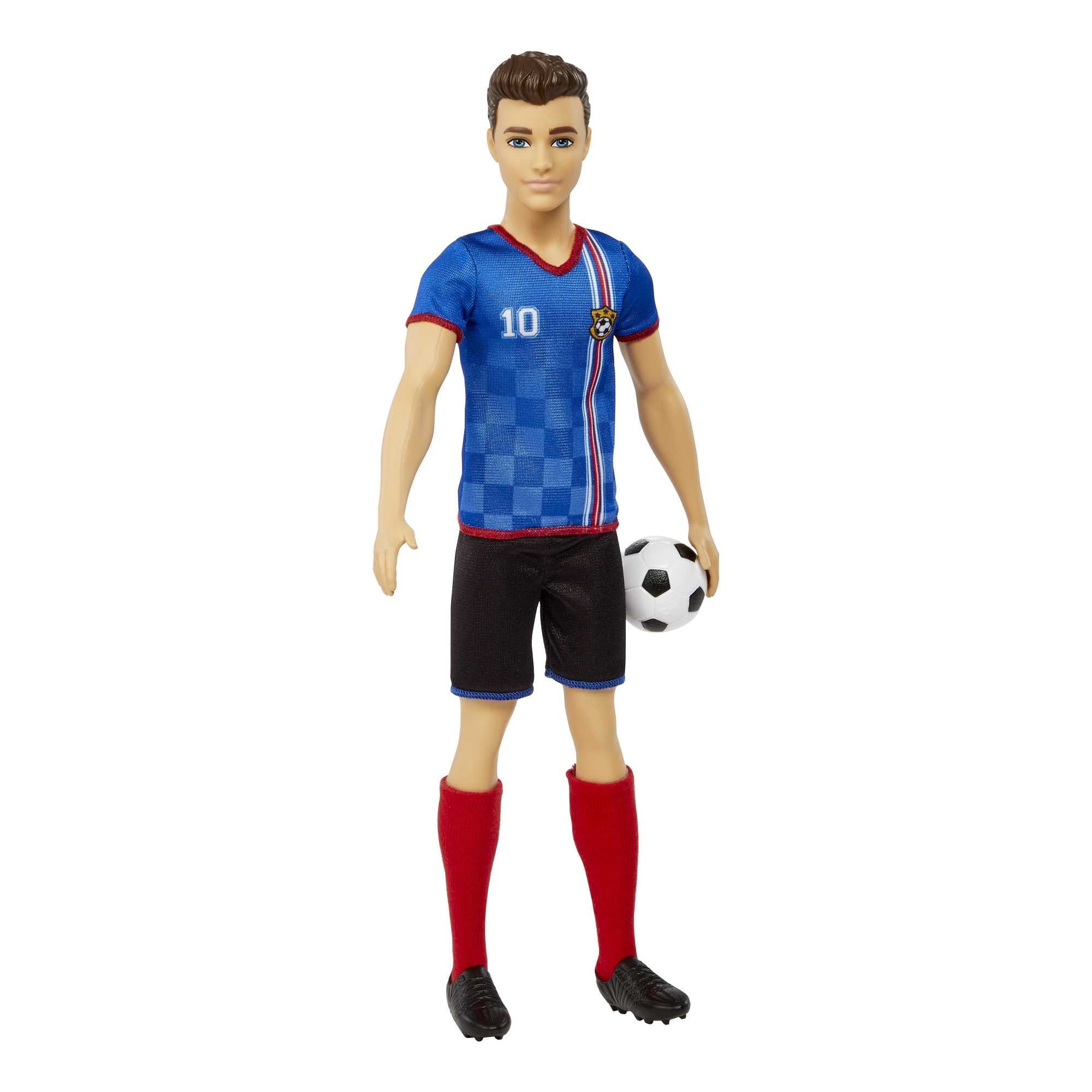 Barbie Ken Soccer Doll, Cropped Hair, #10 Uniform, Soccer Ball, Cleats, Socks, 3 & Up