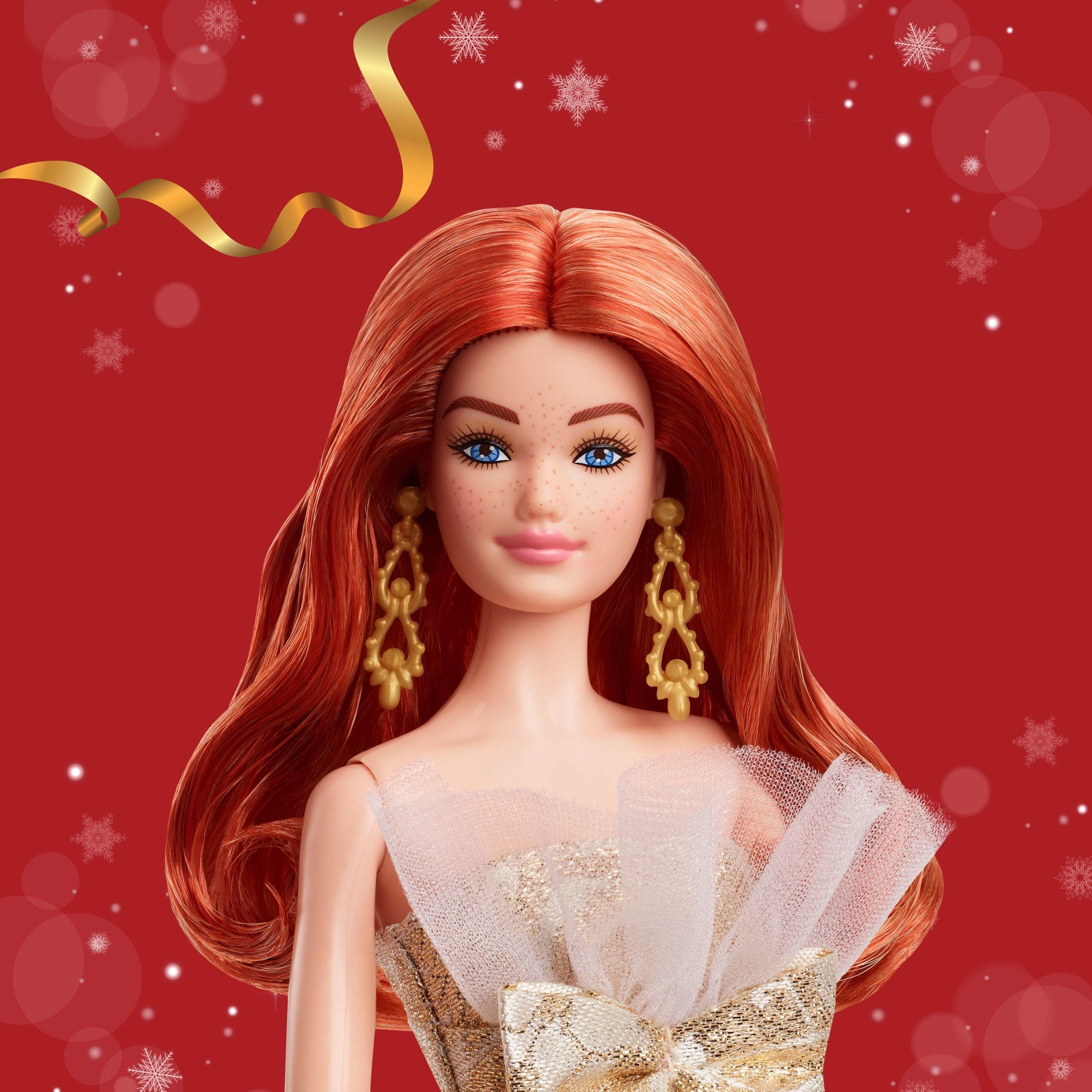 Barbie Signature 2025 Holiday Barbie Fashion Doll, Seasonal Collector, Red Hair with Silver & Gold Gown