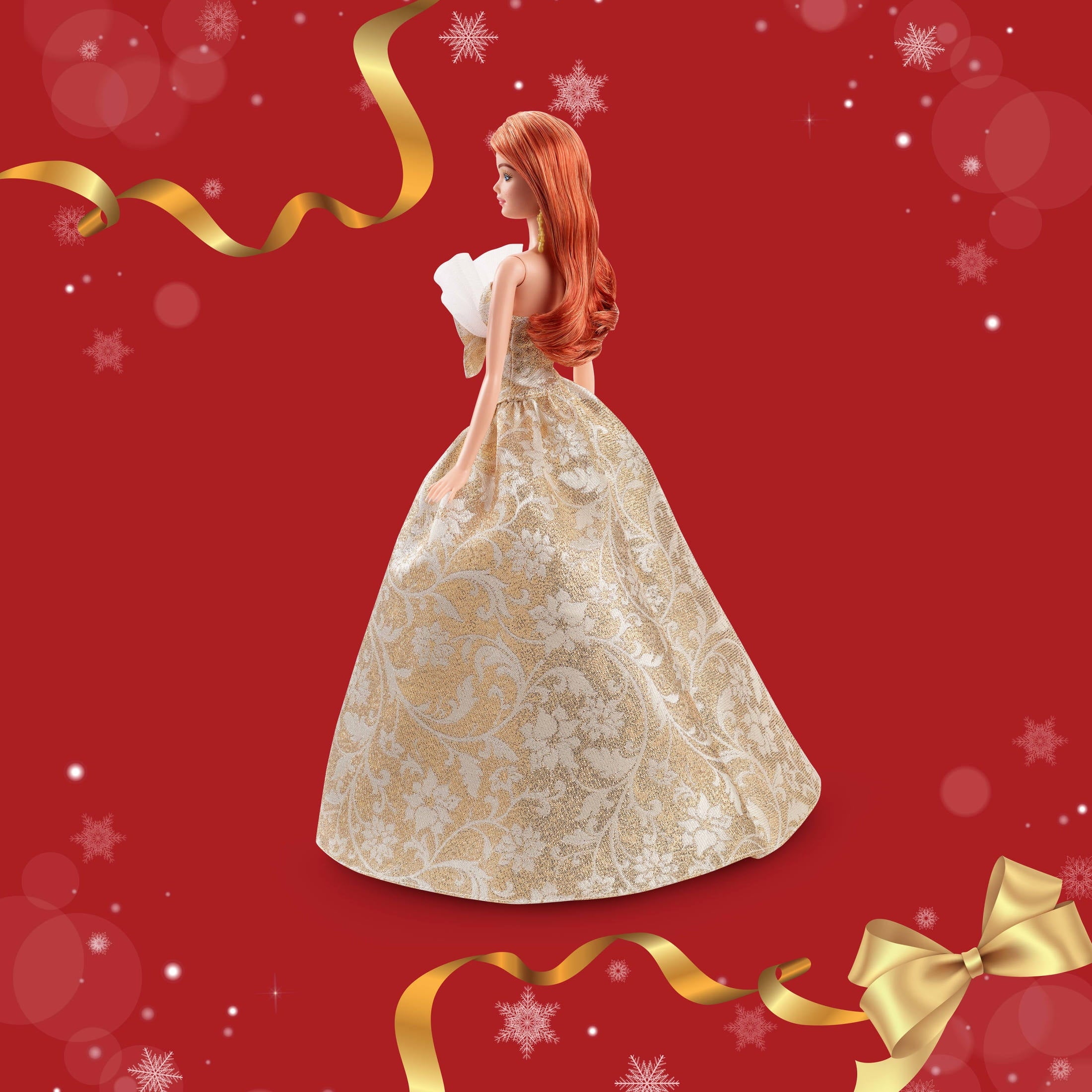 Barbie Signature 2025 Holiday Barbie Fashion Doll, Seasonal Collector, Red Hair with Silver & Gold Gown