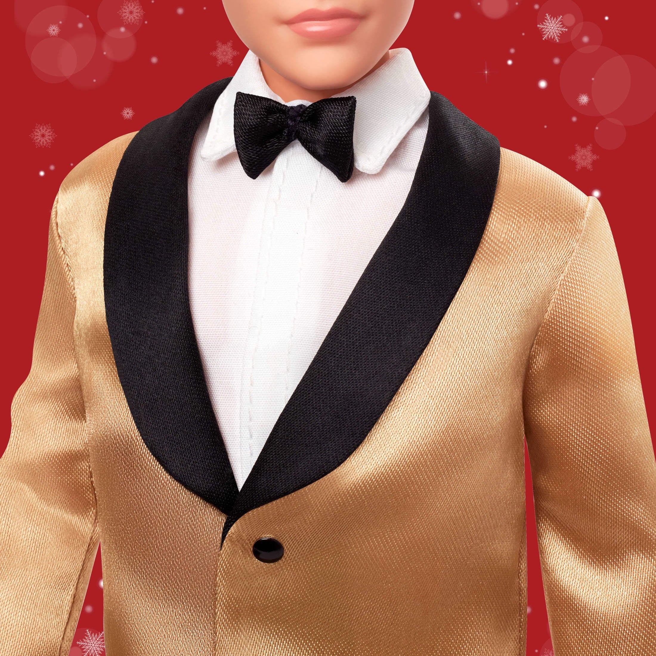 Barbie Signature 2025 Holiday Blonde Ken Collectible Fashion Doll wearing Full Suit with Golden Jacket