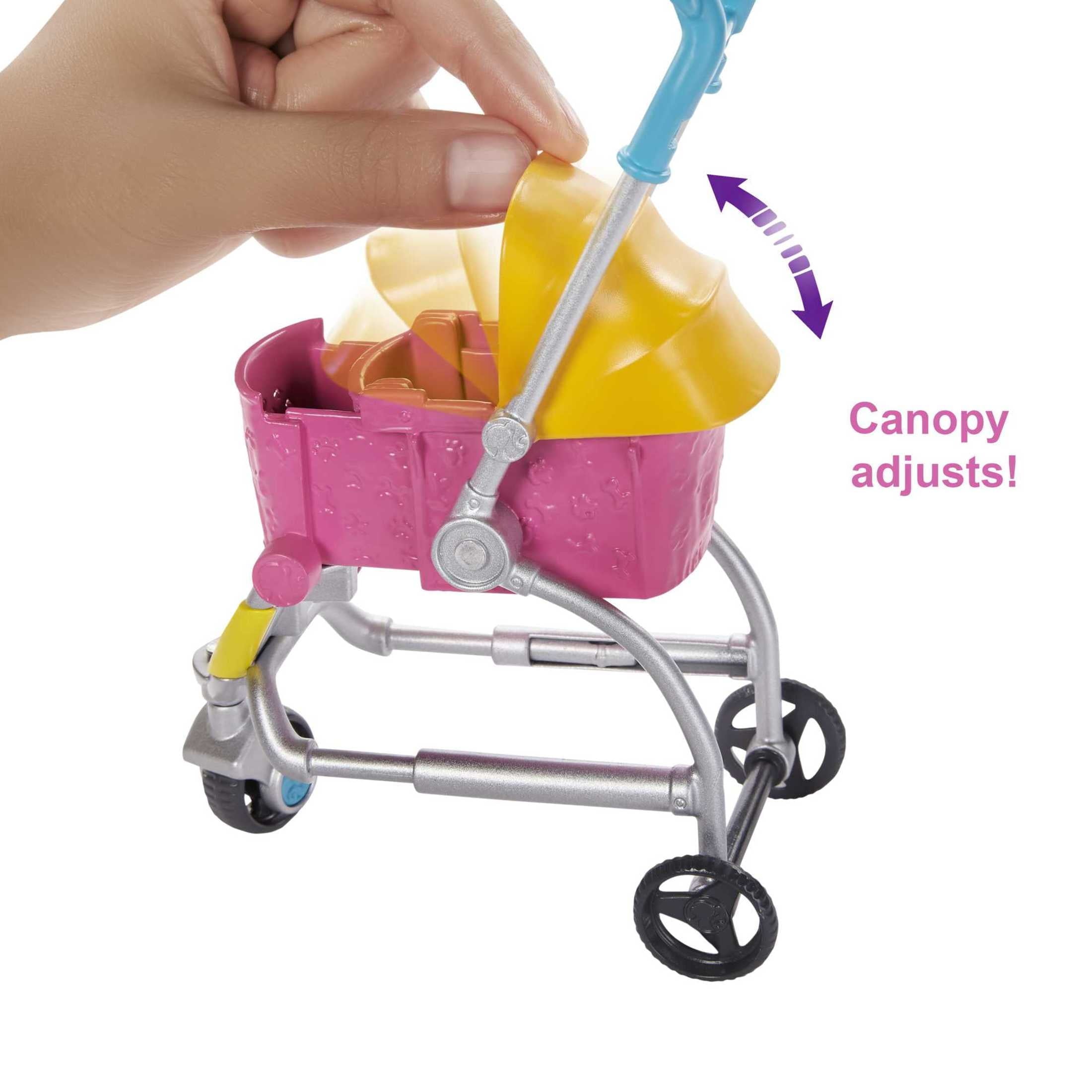 Barbie Pets Stroll & Play Pups Playset with Blonde Doll, Transforming Stroller [Walmart Exclusive]