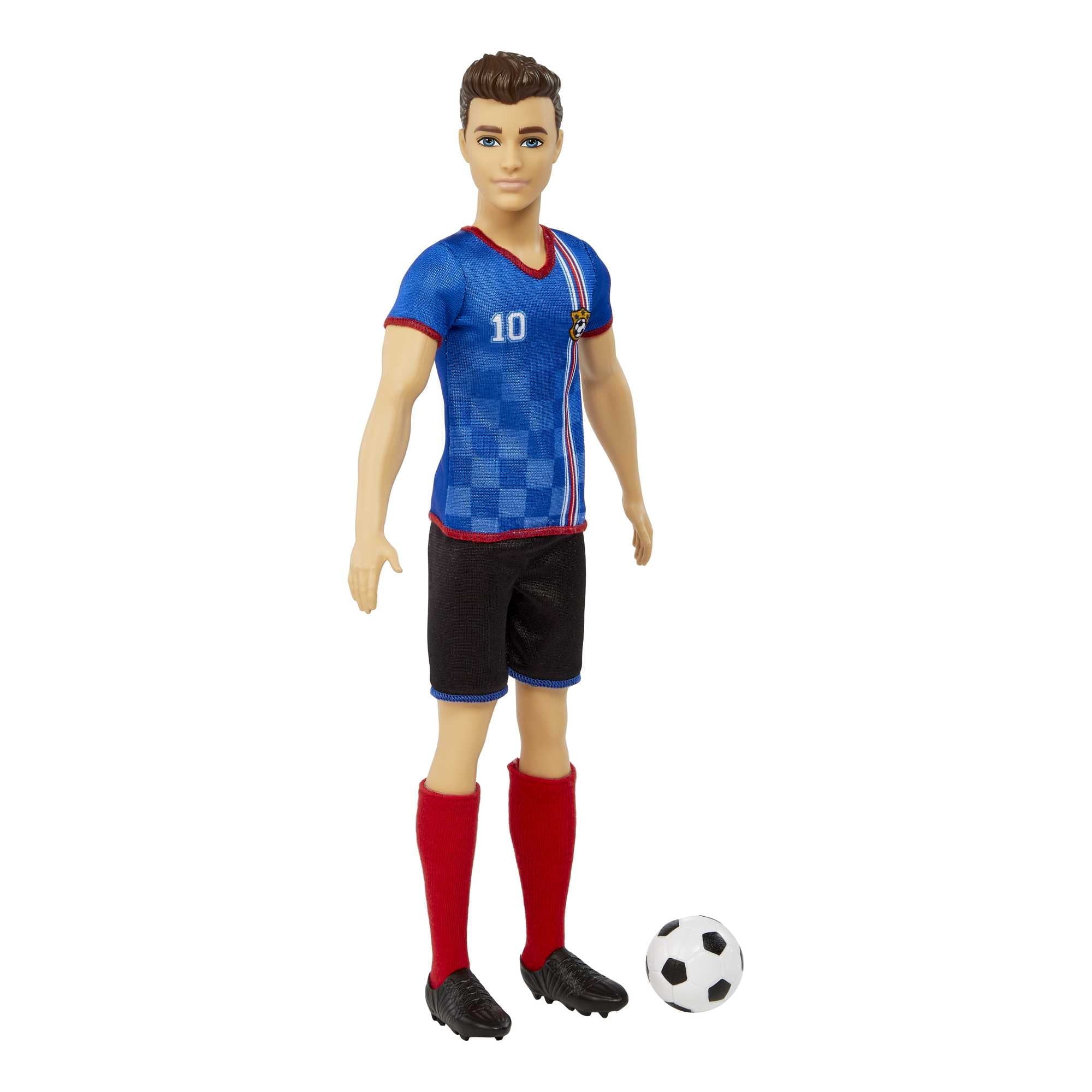 Barbie Ken Soccer Doll, Cropped Hair, #10 Uniform, Soccer Ball, Cleats, Socks, 3 & Up