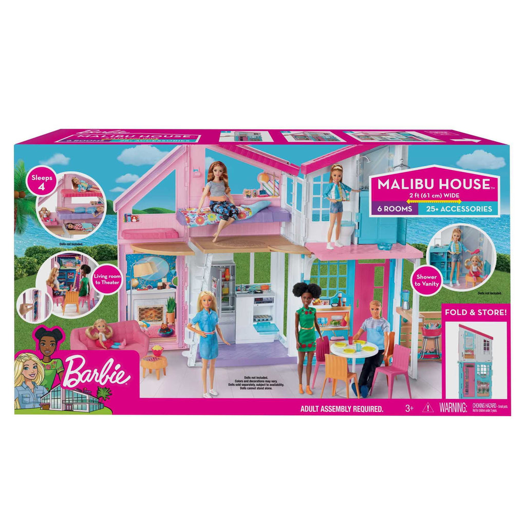 Barbie Malibu House Dollhouse Playset with 25+ Furniture and Accessories [Walmart Exclusive]