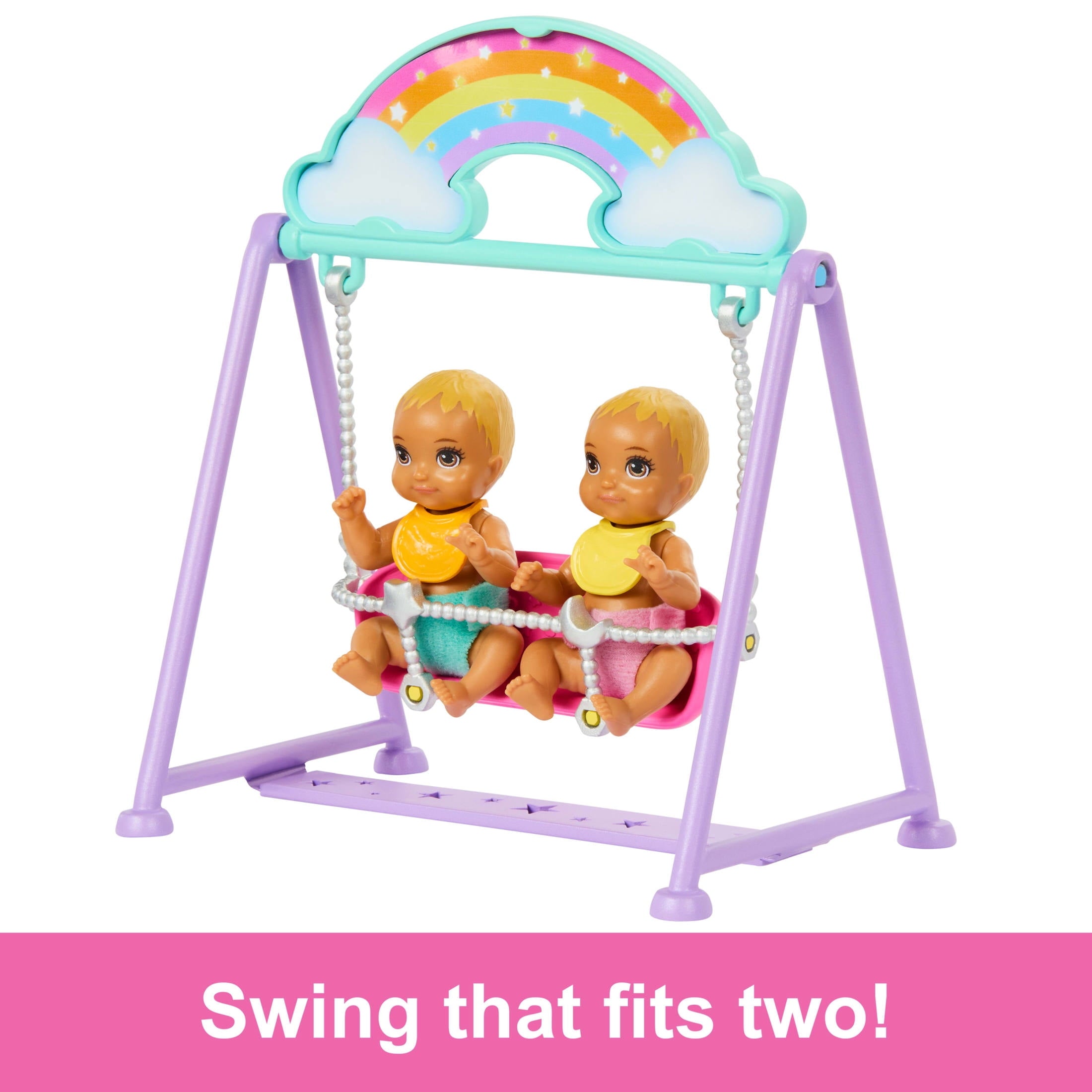 Barbie Skipper Babysitter Doll with Twin Nursery Playset with Crib, Swing, See-Saw & Accessories