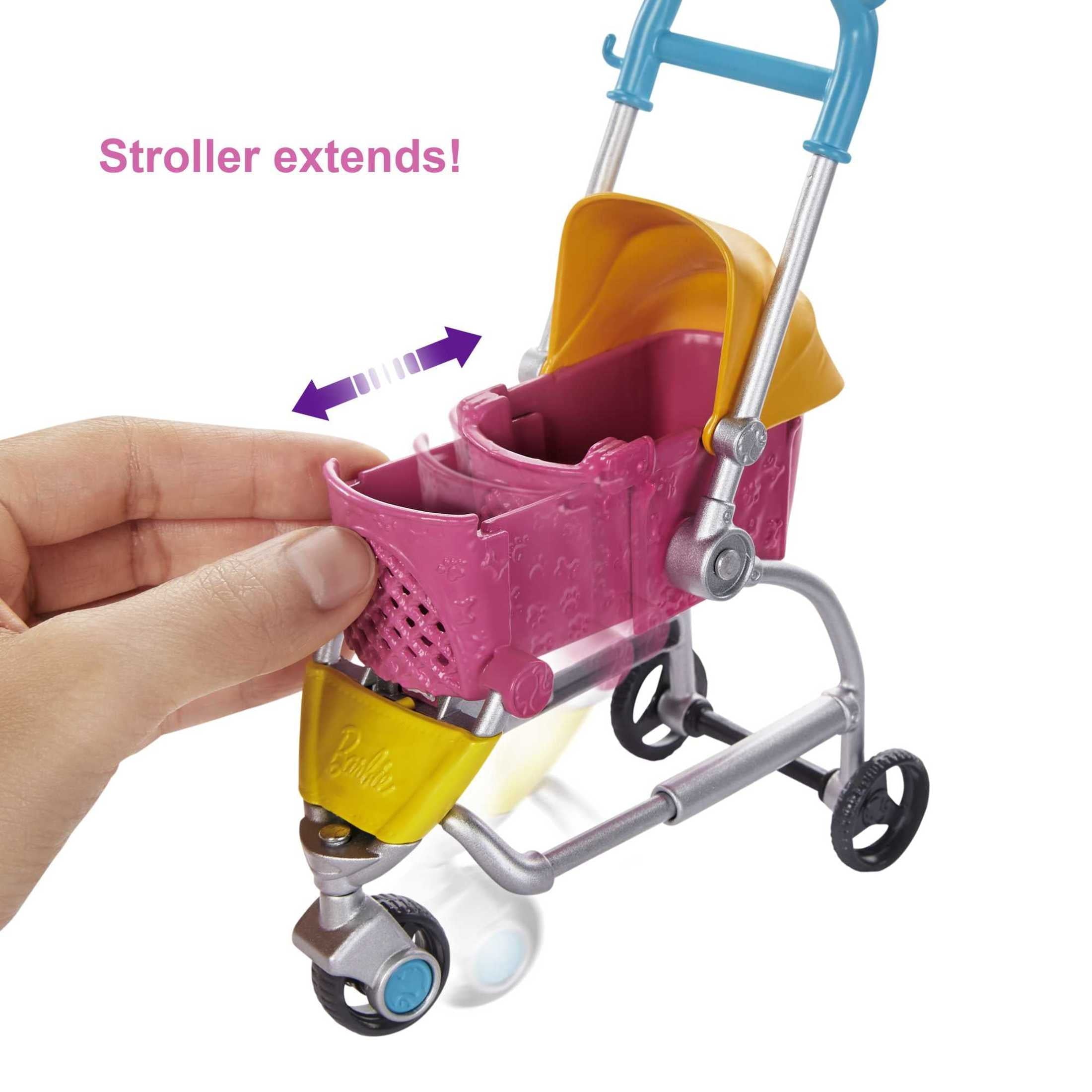 Barbie Pets Stroll & Play Pups Playset with Blonde Doll, Transforming Stroller [Walmart Exclusive]